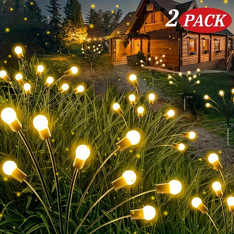 

(2 Pack) - New Upgraded Solar Swaying Light, By Wind, Solar Outdoor Lights, Yard Patio Pathway Decoration, High Flexibility Iron Wire & Heavy Bulb Base, Warm White