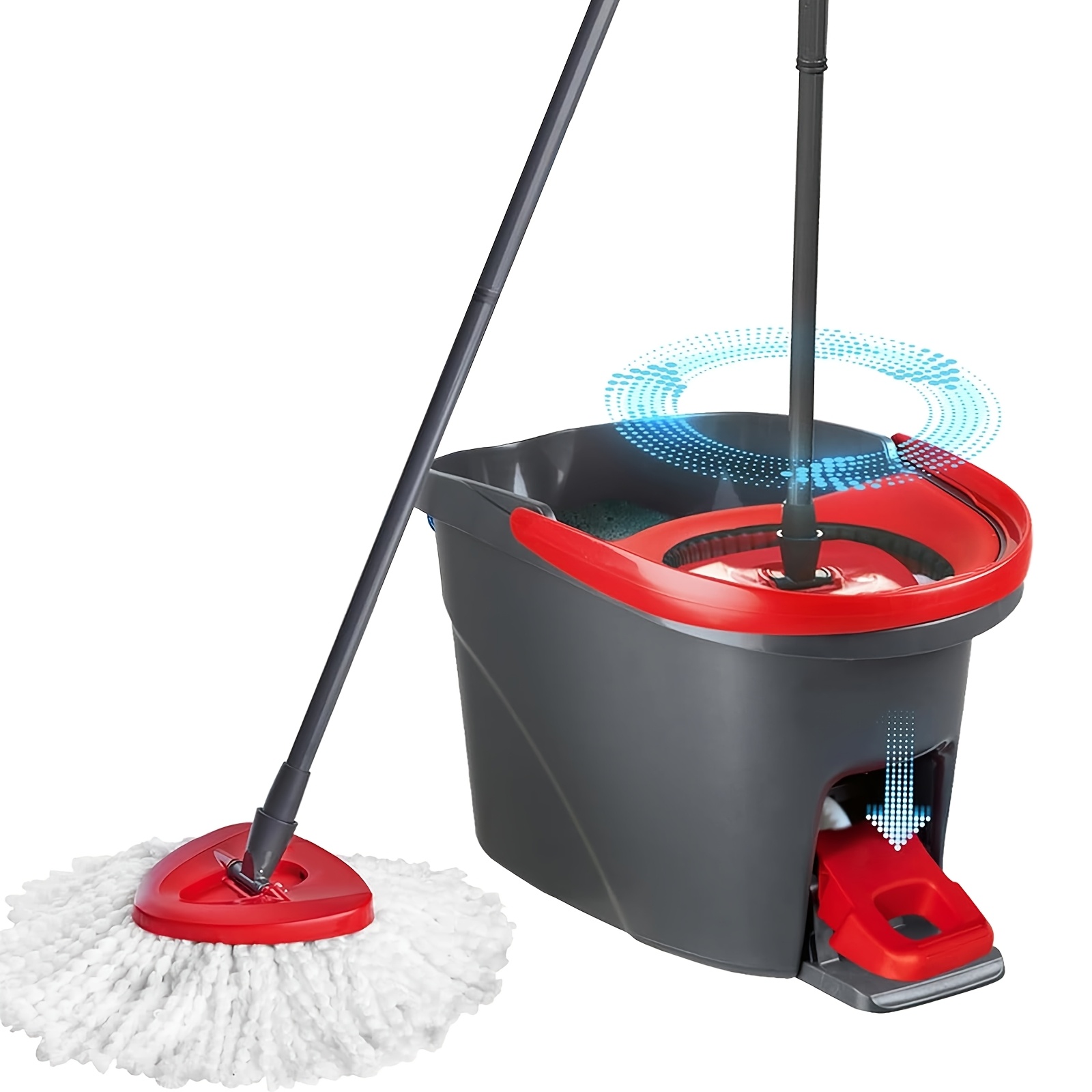 TEMU Rotating Mop Bucket With Foot Pedal, 360-degree Rotating Microfiber Mop System, Equipped With -free Wringing Function, Suitable For Hardwood