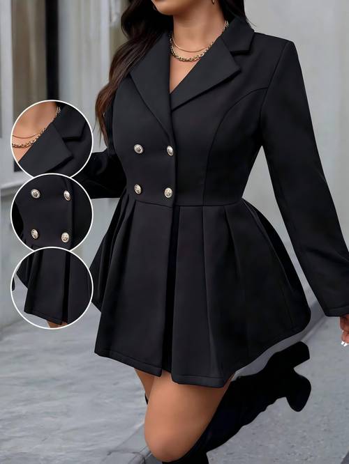 item picture plus size double breasted casual coat