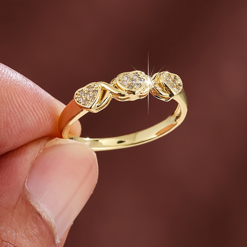 Geometric Cubic Zirconia Ring Golden Plated Band
