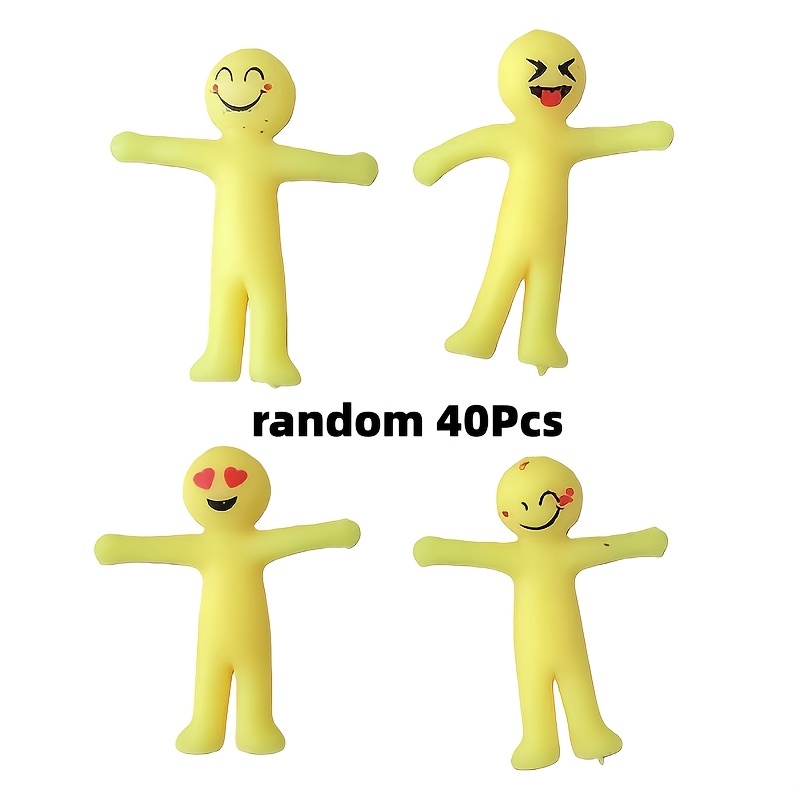 Image of 40pcs Cute Mini Pull Toy Soft Yellow Plastic Fidget Kids Birthday Party Christmas Supplies Pinata Filler Gift Favors, Random Christmas Halloween