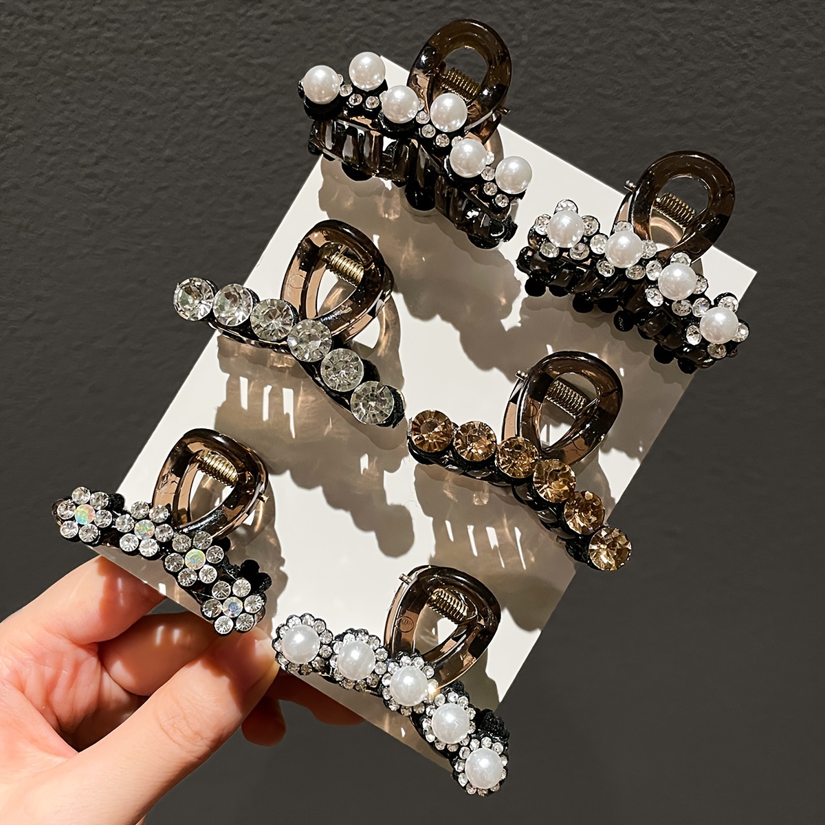 TEMU 6pcs Women's Pearl Hair Grabbing Exquisite Hair Grabber Shark Clip Hair Accessories