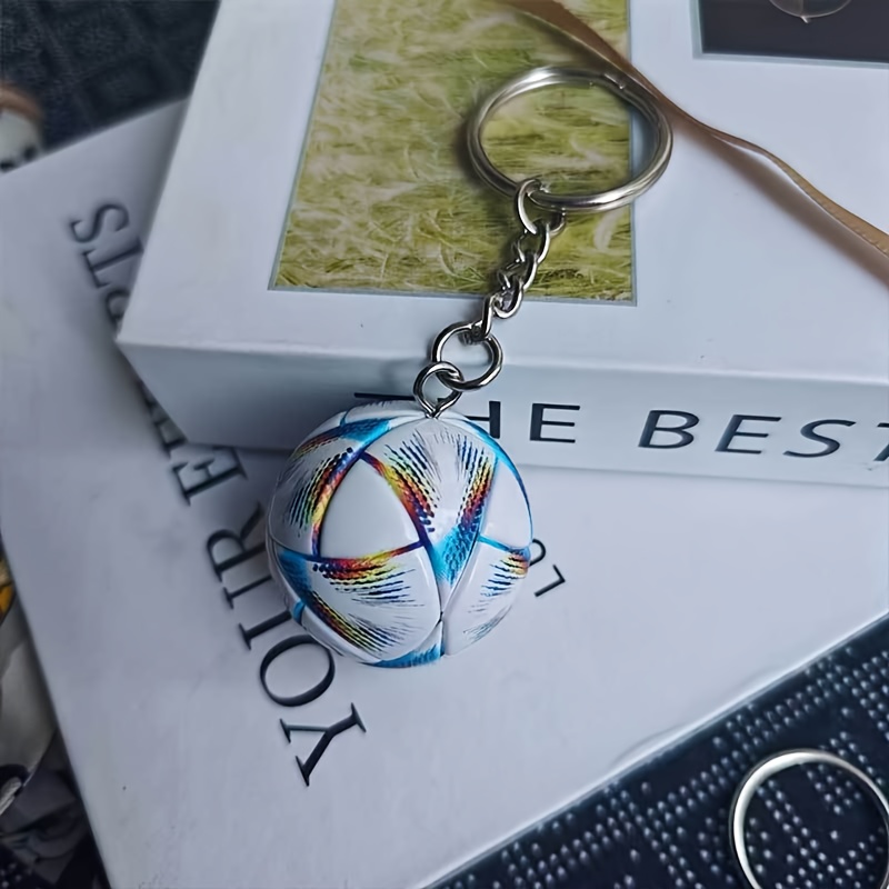 TEMU 1pc Soccer Ball Keychain - Leather Sports Keychain With Chains, Realistic Soccer Ball Design, Perfect Gift For Soccer Players, Fans, Birthday,