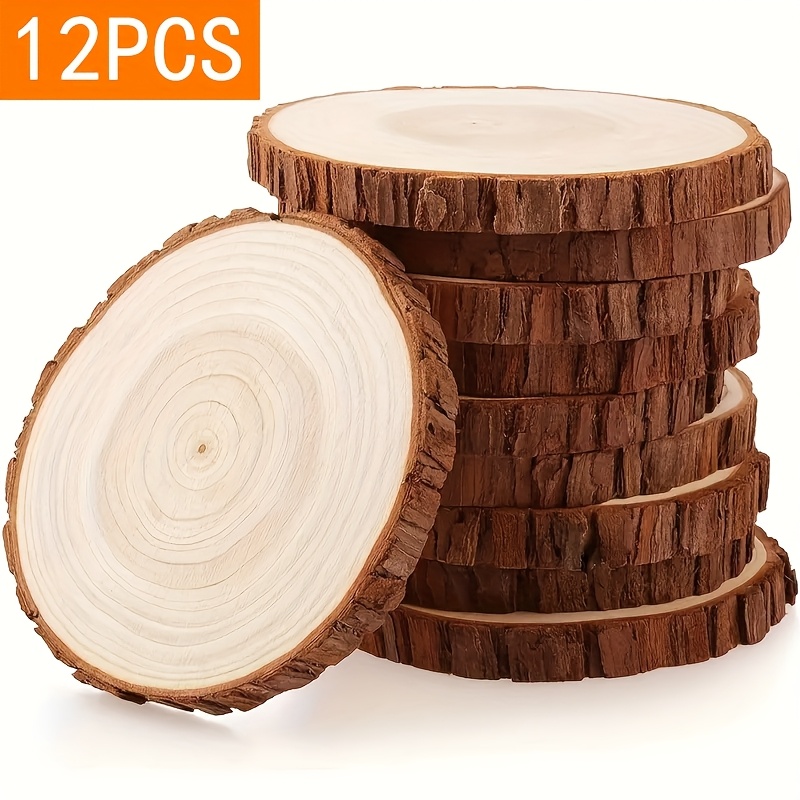 Image of Natural Wood Coaster With Bark - Handmade Diy Craft Kit Suitable For Rustic Wedding Decor, Christmas Table Settings, Wood Coasters For Hot Drinks - Natural Wood Bark Coaster Board