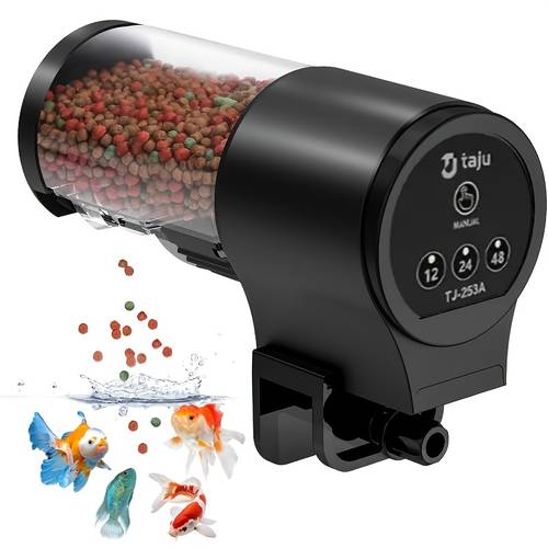 automatic fish tank feeder intelligent timer feeder 100ml large capacity lcd timer with 12 24 48 hour feeding plans batteries not included suitable for turtles goldfish koi and other aquatic animals ideal for business trips and travel