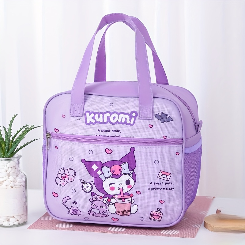 TEMU Kuromi, Hellokitty Lunch Box Bag, Insulated Lunch Bag, Large-capacity Lunch Box Bag, Storage Bag, Cartoon Theme Design Handbag, Suitable For