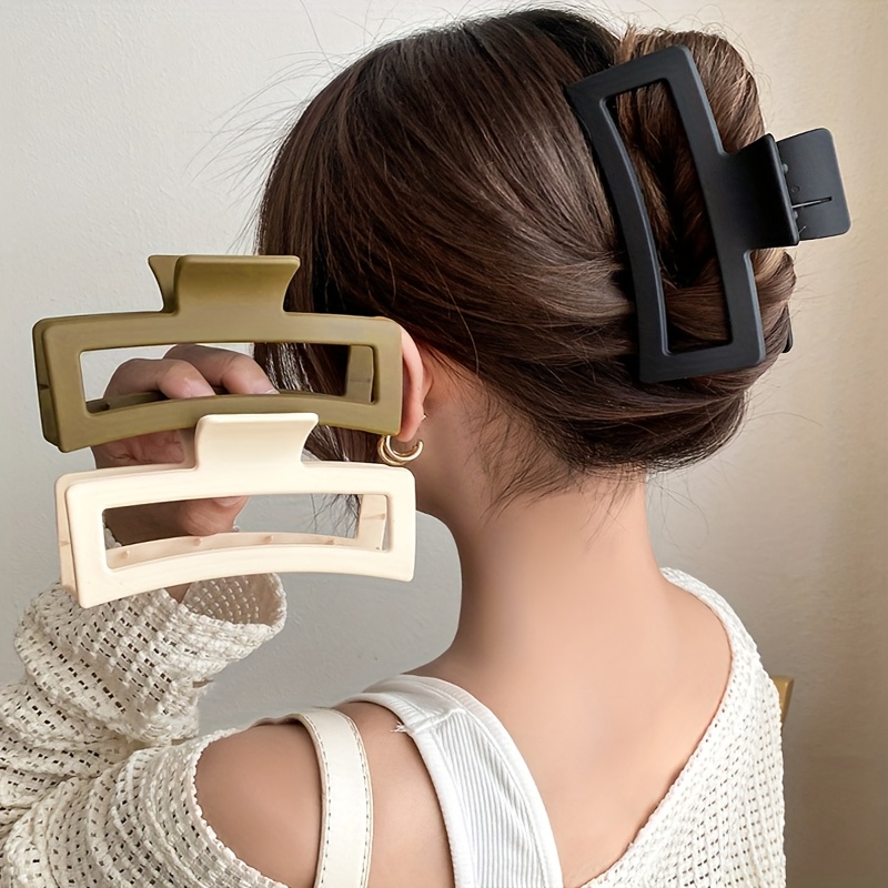 3pcs Strong Hold Hair Claw Clip for Thick Hair - Non-Slip Matte Square Jaw Clip for Easy Hair Styling and Secure Grip
