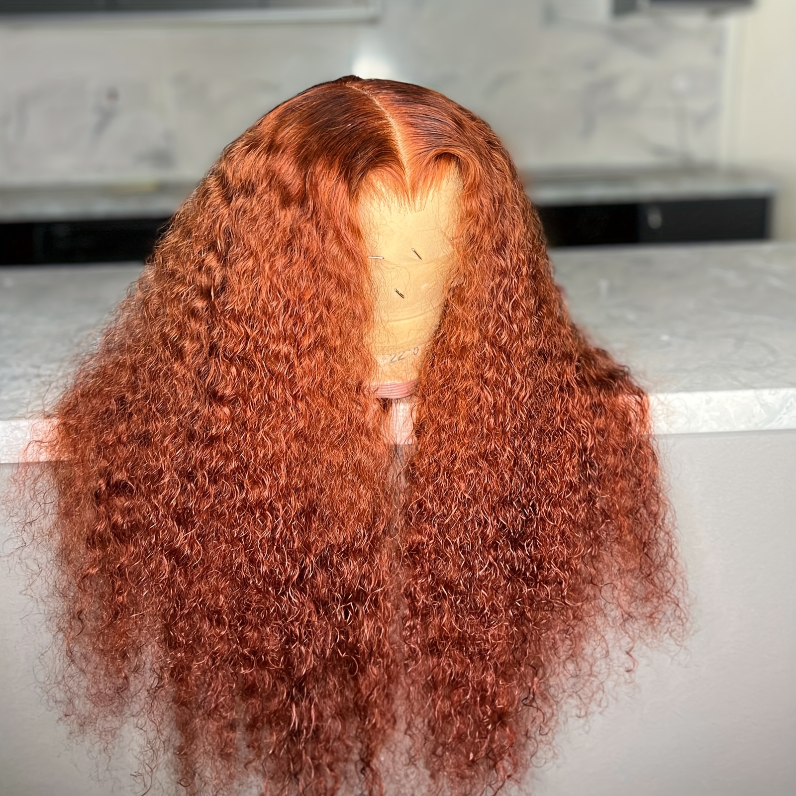 28 inch long orange ginger loose curly wig 13x4 curly lace Temu