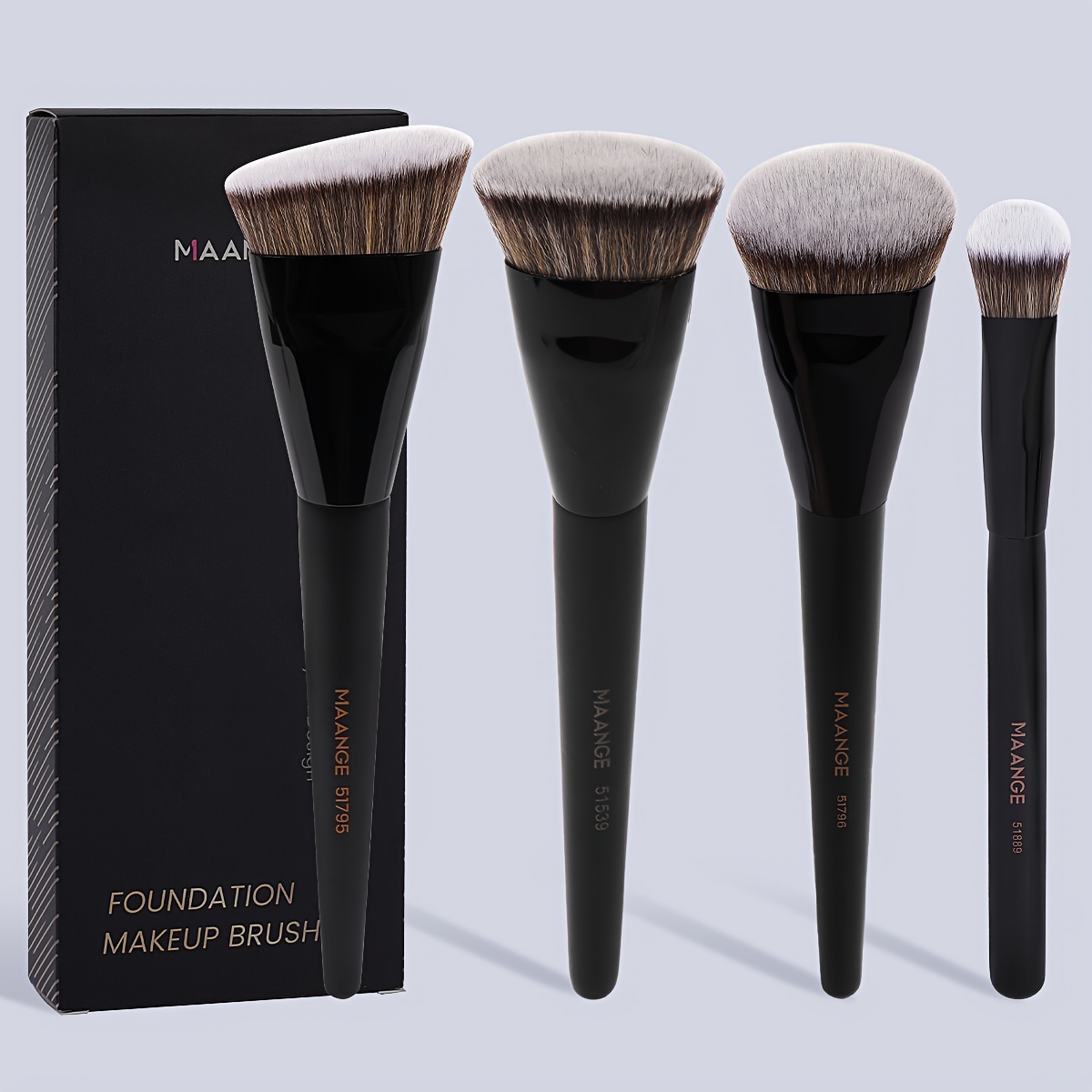 

Maange Kabuki Brush Set Of 4 - Foundation, Concealer, Blush Brushes With Abs Plastic Handle, Soft Nylon Bristles, Unscented Wand For Types, Ideal For Beginners & Travel - Gift Box Included