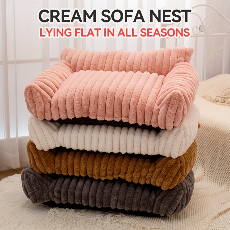  plush pet sofa bed for cats small dogs supportive indoor lounger with soft polyester filling cozy   machine washable ideal for indoor pets pet lounger cozy pet bed soft polyester fill Product details 2