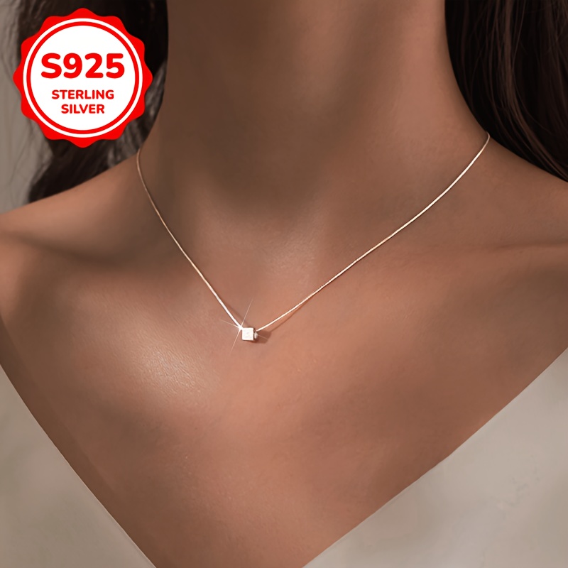 925 Silver Hypoallergenic Snake Bone Small Square Clavicle Chain