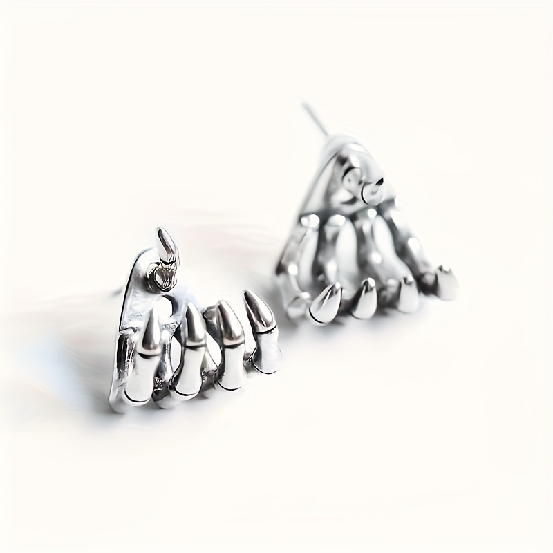 Halloween Vintage Skull Hand Bone Stud Earrings