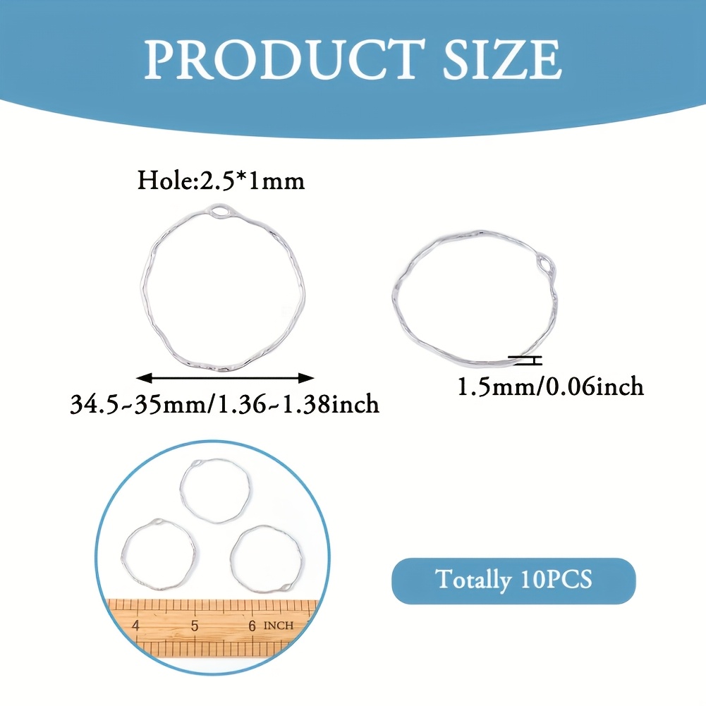 TEMU 10 Piezas de Colgantes con Bisel Abierto en Aleación para Joyería DIY - Forma /Circular Grande (34.5-) Con Agujeros de 2.5mm, Compatibles con