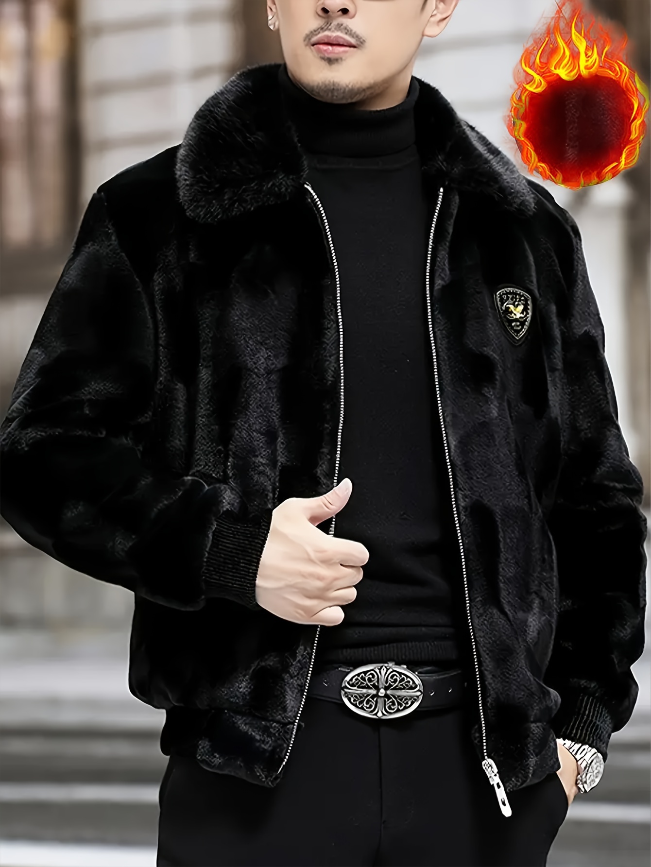 Pelz Winter Lederjacke FÃ¼r Herren Herren MV Parker-Style Jacke