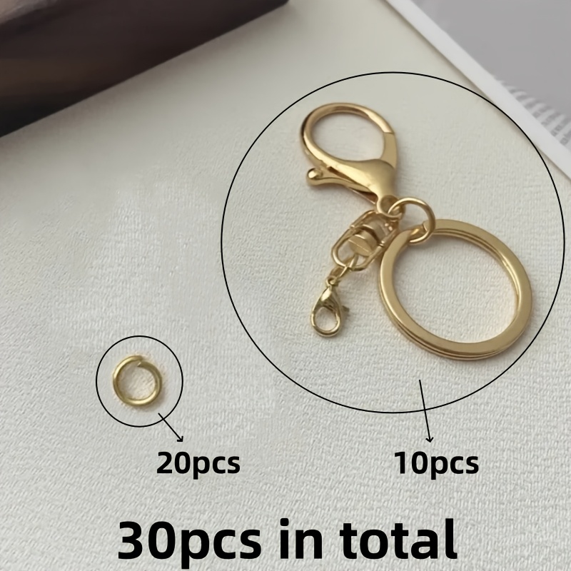 30pcs Stainless Steel Keychains - Versatile Car & Bag Accessory Hooks, Assorted Colors, Wallet Making