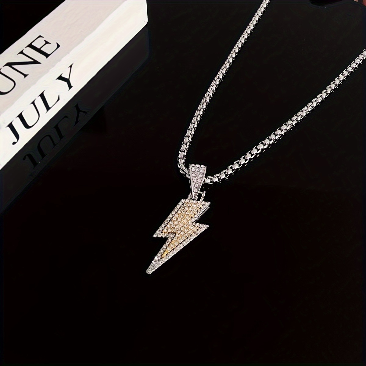 

Men's Trendy Lightning Bolt Pendant Necklace - Punk Rock Style, Zinc Alloy, Hip Hop, Street Dance, Pendant Accessories