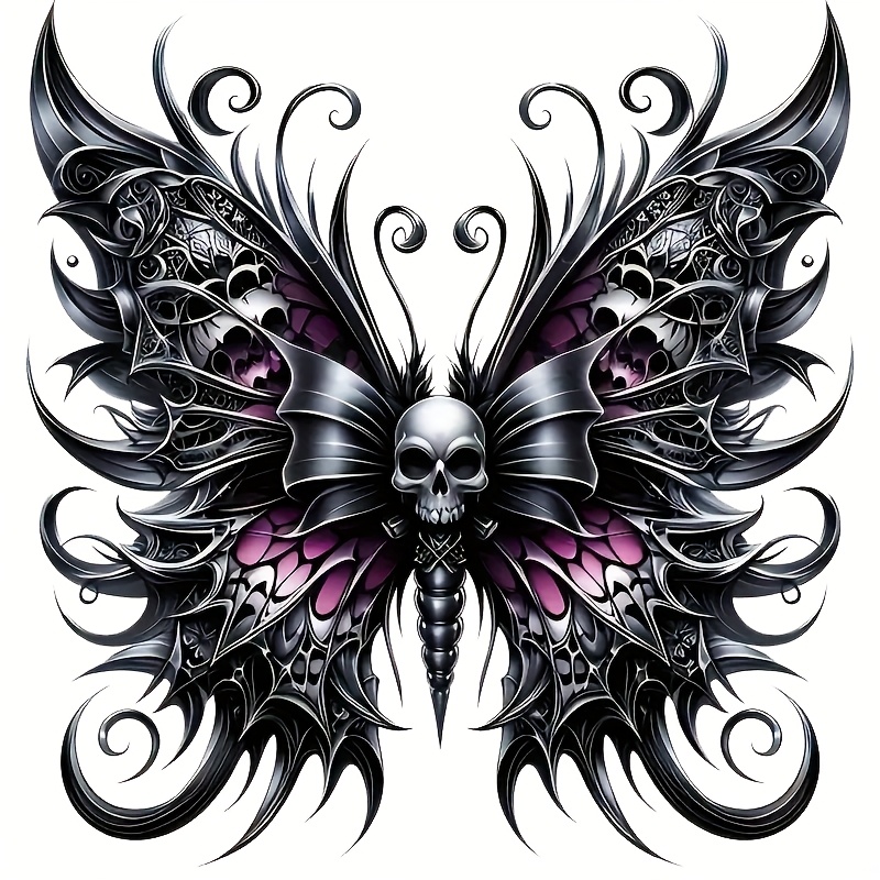 

6" & Gothic Vinyl Decal - Self-adhesive Sticker For Car Rear, Laptop, Truck, Motorcycle, Window, Wall - Black With Purple Accents, Use, Adheres To Glass, Metal, Ceramic, Car Accessories