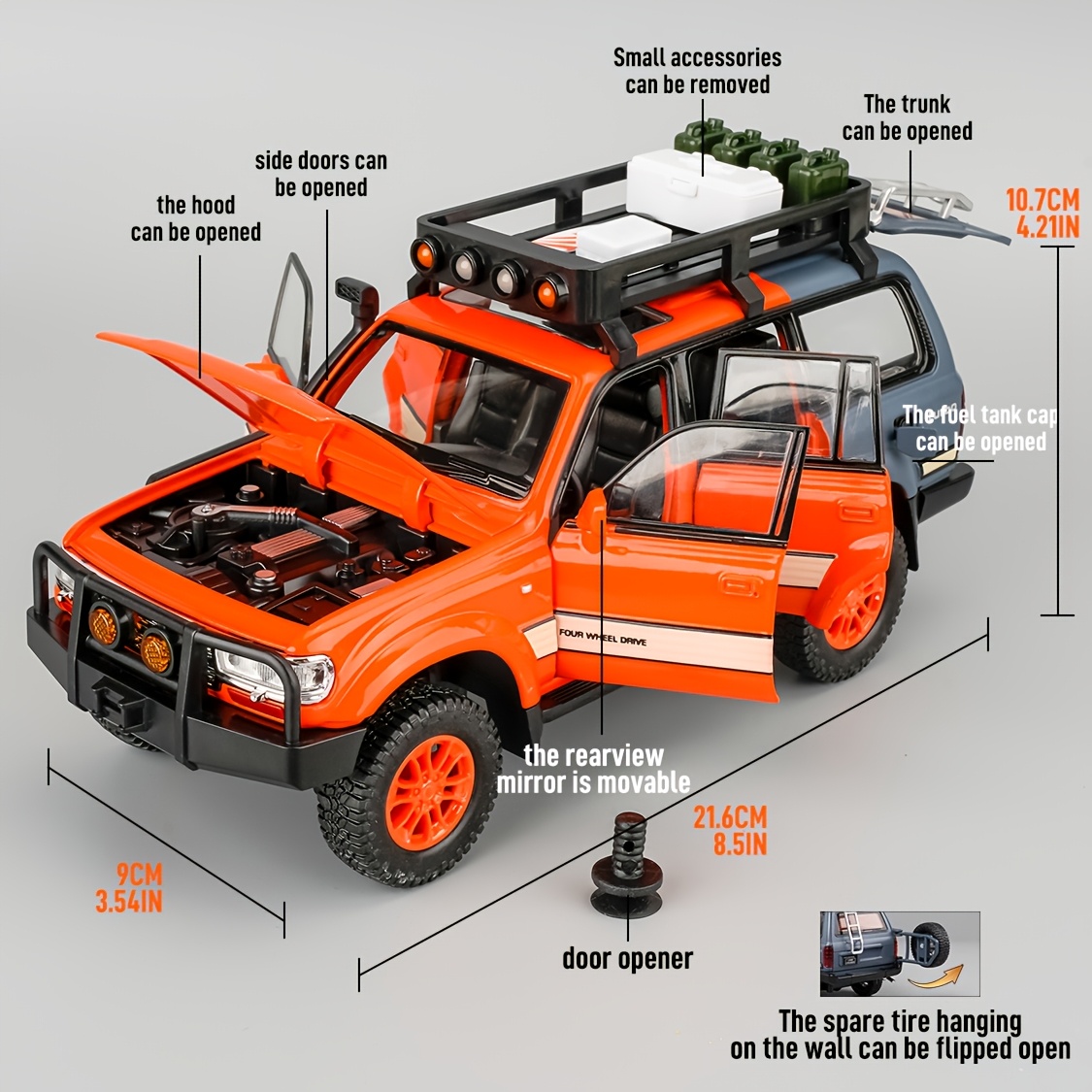 Model Toyota Land Cruiser LC80 terenskega vozila v merilu 1:24, izdelan iz tlačno litega | Odpirala vrata, zbirateljski dekor za dom, darilo za