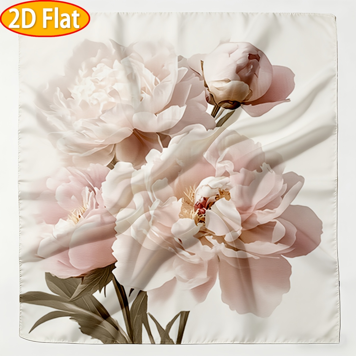 TEMU 2d Flat, 1pc, Women's Scarf, Pink , Patterned Square Scarf, Fashionable And Versatile, Suitable For Casual , Travel, Yoga, Outdoor Activities,