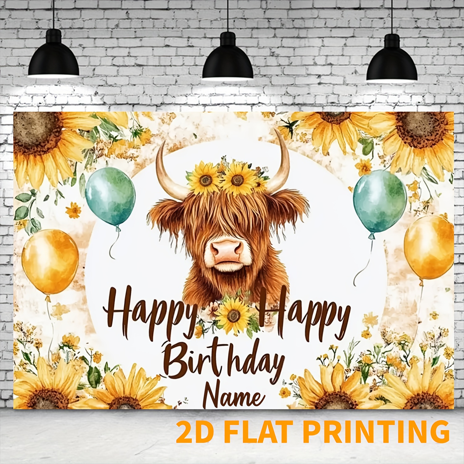 Jollyboom Highland Cow Geburtstagsdekoration – Mit Banner, Luftballons & Hintergrund (1x1,5 M)