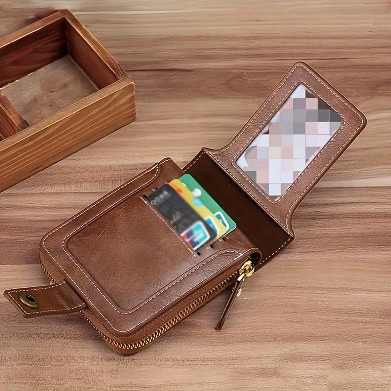 

1pc Casual Men's Pu Leather Wallet With Coin Pocket, Credit Card Slots, Polyester - Tree , Wet , Zipper Closure, No Accessory - & Stylish Storage Solution