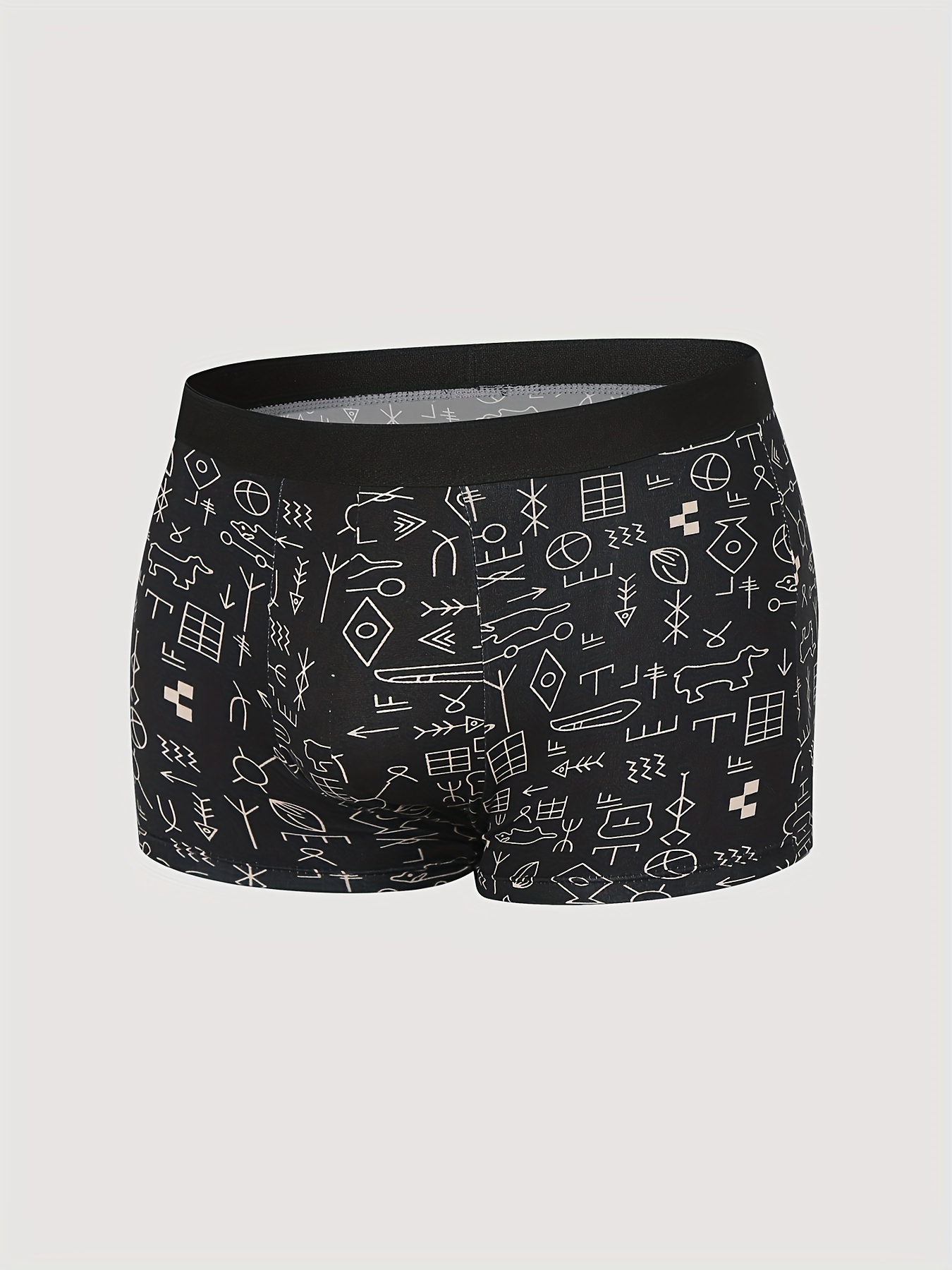 4pcs Men's Fashion Print Boxer Briefs Underwear Set Crotch Breathable Stretch Mid Waist Shorts Briefs Underwear