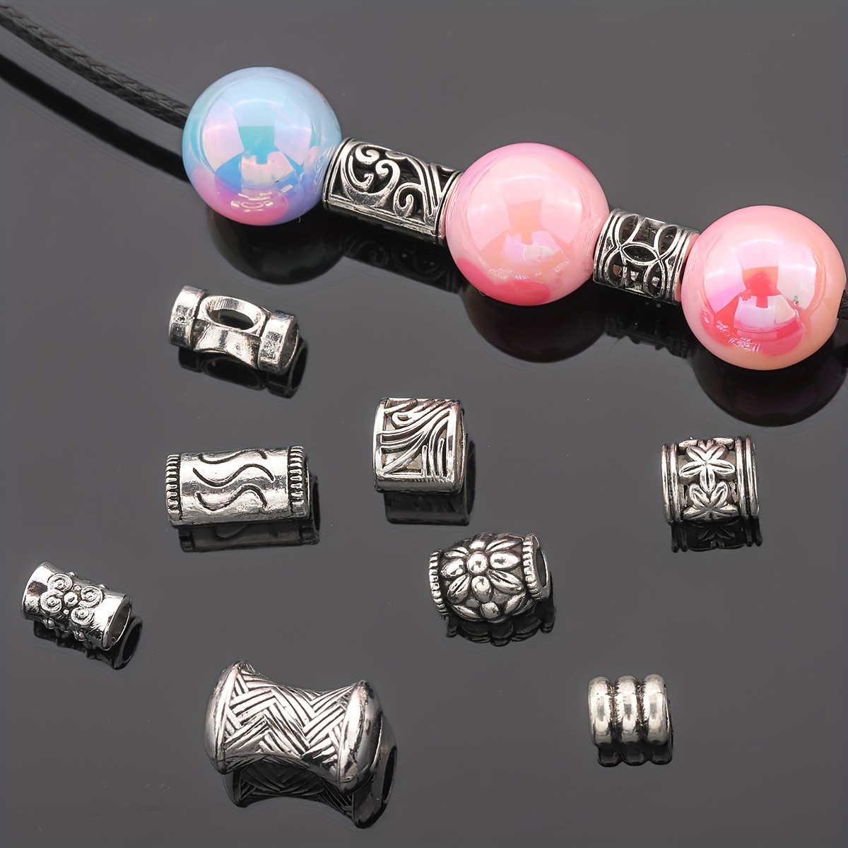 98pcs Hollow Bead Set, Cylindrical Spacer Beads