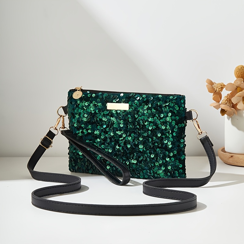 E-shop Pailletten-Schultertasche Crossbody-Tasche Damen Kleine Handtasche Handy-Geldbörse Münztasche