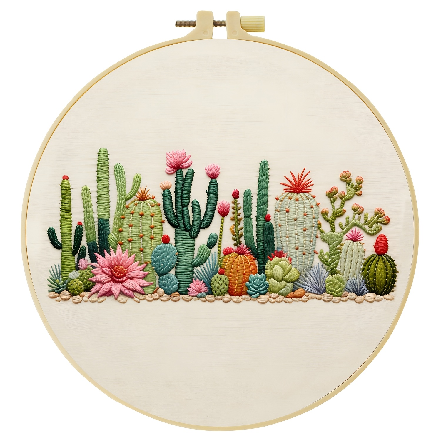TEMU Kit de broderie 1 pièce, 20x20cm/7.9x7.9inch, de plantes vertes, Kit de broderie fait main à faire soi-même, Convient aux amateurs de broderie