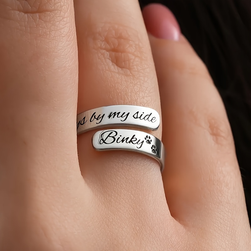 TEMU Customizable Dual-name Rings, Engraved Name Rings, Adjustable Open Rings, Exquisite Text Rings, Custom Date Rings, Twisted Pattern Rings, And