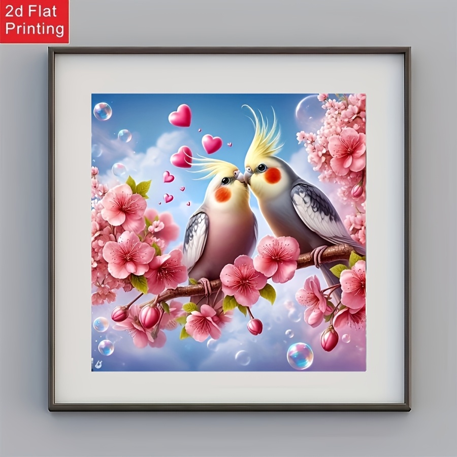 Image of Self-designed Diamond Painting Beautiful Parrot On The Peach Drill Painting Decorative Painting Kit