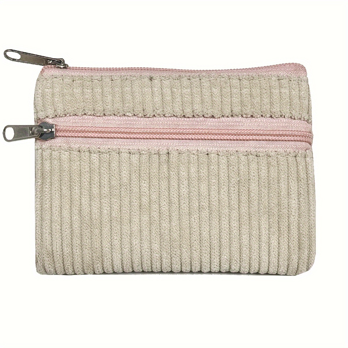Corduroy Coin Purse Key Pouch Portable Card Holder Compact Metal Zipper Head Single Pack