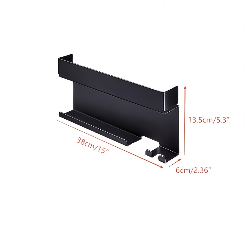 TEMU Wall-mounted Hair Tool Organizer Rack - Black Shelf For Hair Dryer, Curling Iron And Straightener | Suitable For 7-in-1 Styling Tools, Ideal For