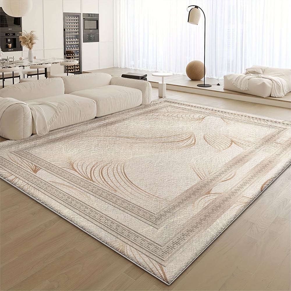 [ Goods] Qilu Extra Large Luxury Floor Mat - Heavy 850G Beige And Brown Beige Abstract Geometric Pattern, Soft Fluff, Machine Washable Large Area Floor Mat, Suitable for Living Room, Bedroom, Office - Beige Brown Floor Mat