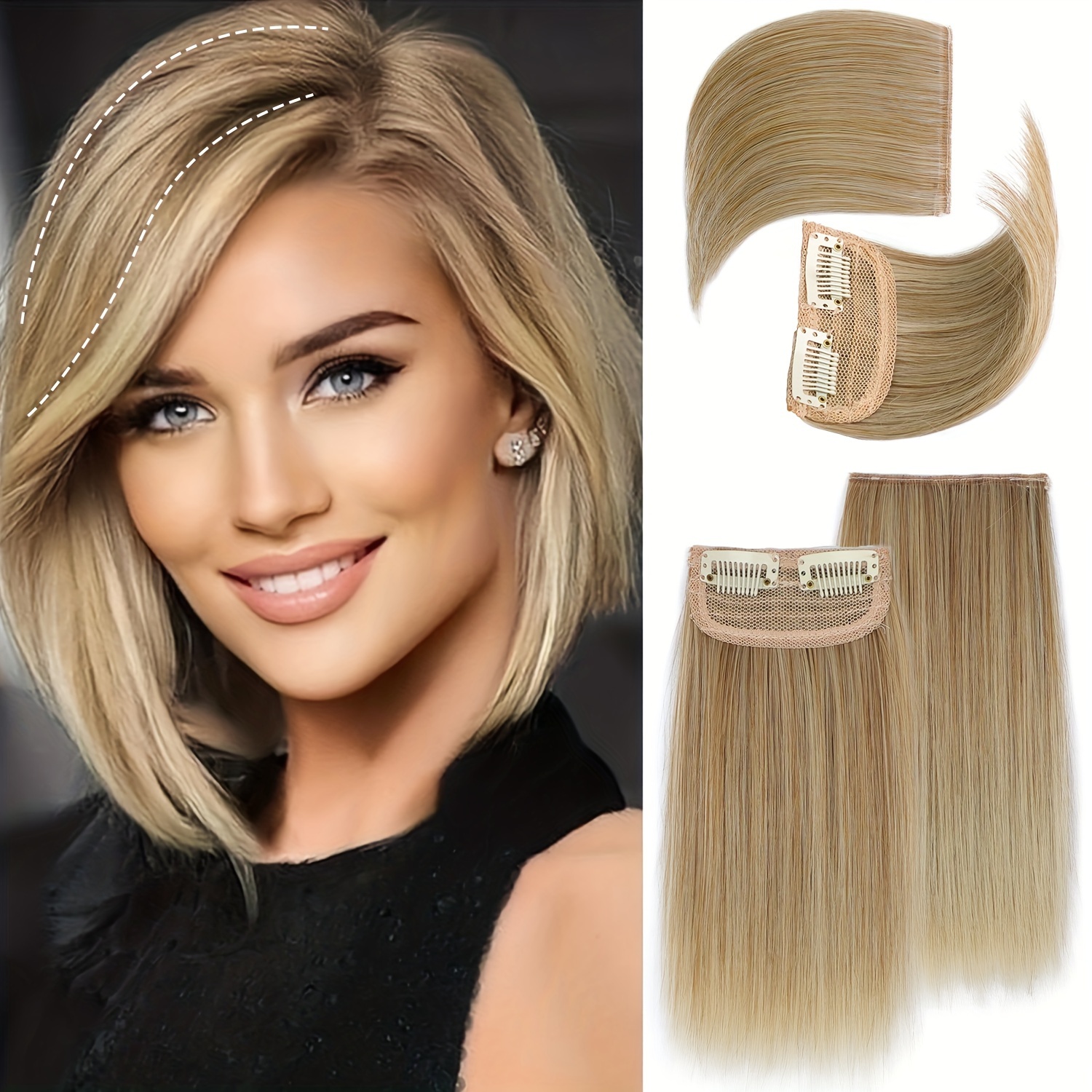 

4 Pcs Synthetic Clip In Hair Extension Blonde & Blond Mixed Hairpieces For Women Adding Hair Volume For Daily Use (double 4 Inch And Double 8 Inch)