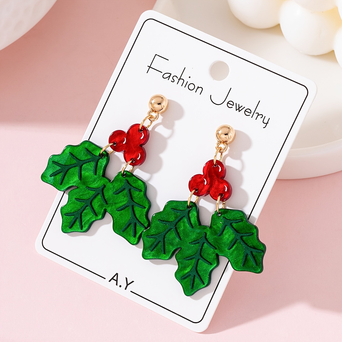 TEMU 1 Pair Of Christmas Shimmering Design Women's Fashion Dangle Earrings, For Holiday Parties