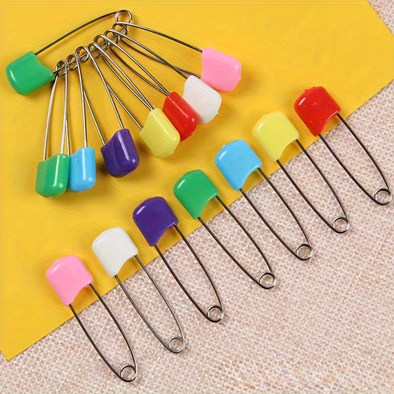 

20pcs Large Candy-colored Safety Pins, Plastic Heads, Multipurpose Pins, Colorful Clasp Pins For Garments And Outerwear
