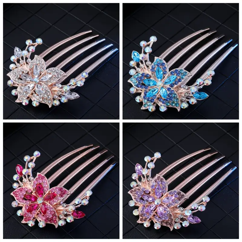 4pcs set new retro hair clips fashion plastic shiny hair combs for womens hairstyle accessories gift set Product details 2