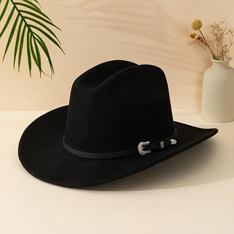 

Classic Men's Western Cowboy Hat With Detachable Fashion Belt - Velvet, Non-stretch Fabric