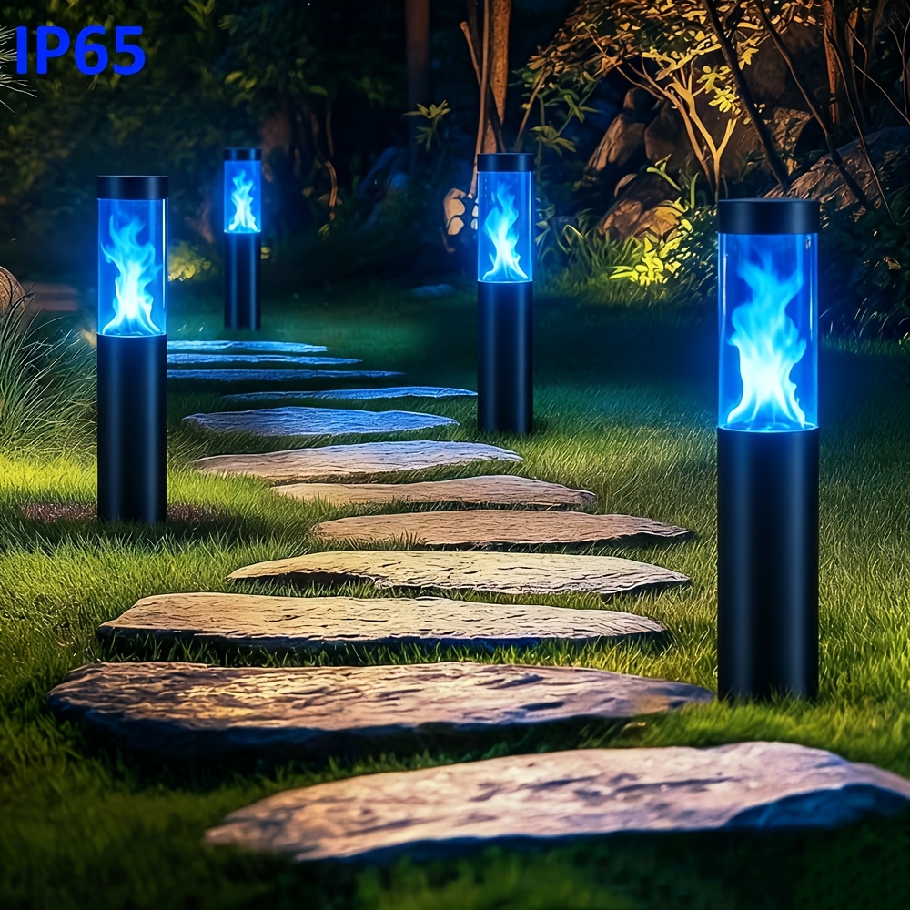 Lampe solaire ronde bleu LED pour extérieur