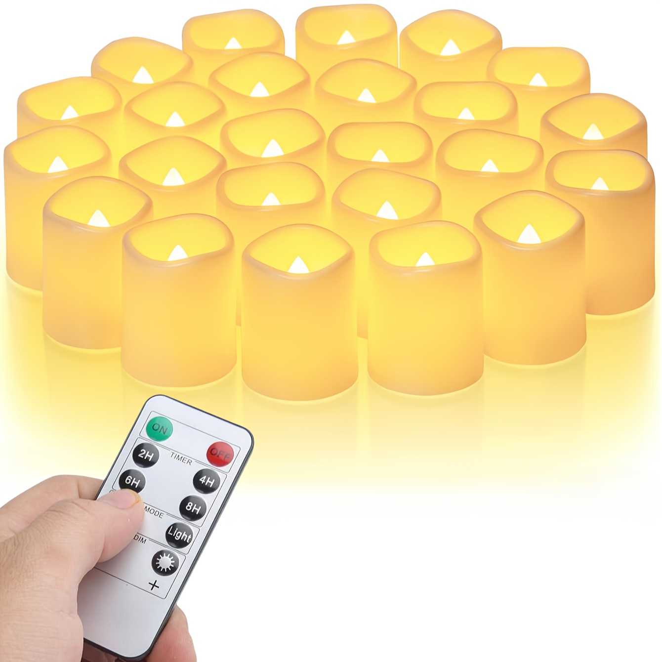 item picture 12pack 24pack flickering flameless electronic candles with remote remote control   timed 2h 4h 6h 8h   large capacity cr2032 battery led candles   with batteries suitable for wedding decoration outdoor parties
