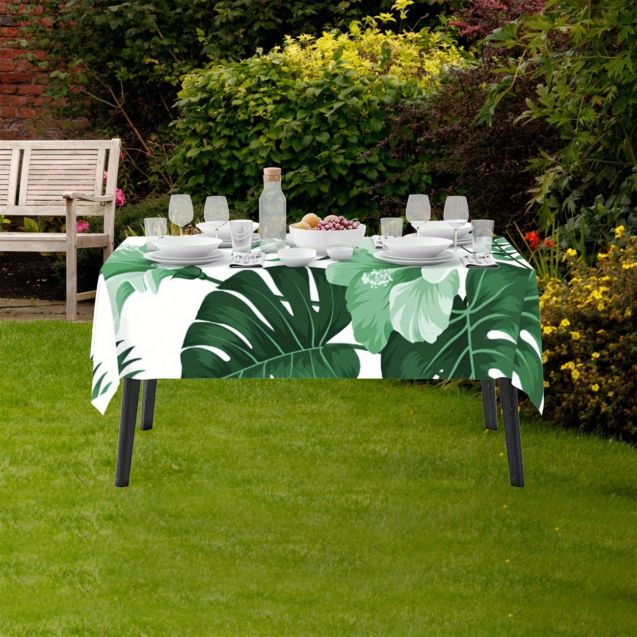 

1pc Tropical Leaf Design Tablecloth - Waterproof & Stain-resistant Polyester, Perfect For Parties, Picnics & Outdoor Events Tropical Table Cloth Summer Table Cloth