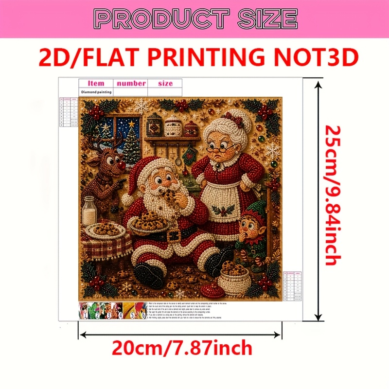 TEMU 2d Flat, 1 Set Diamond Painting, Christmas Theme, Frameless, Suitable For Bedroom Decoration, Living Room Canvas, Room , Artwork, Gift For '