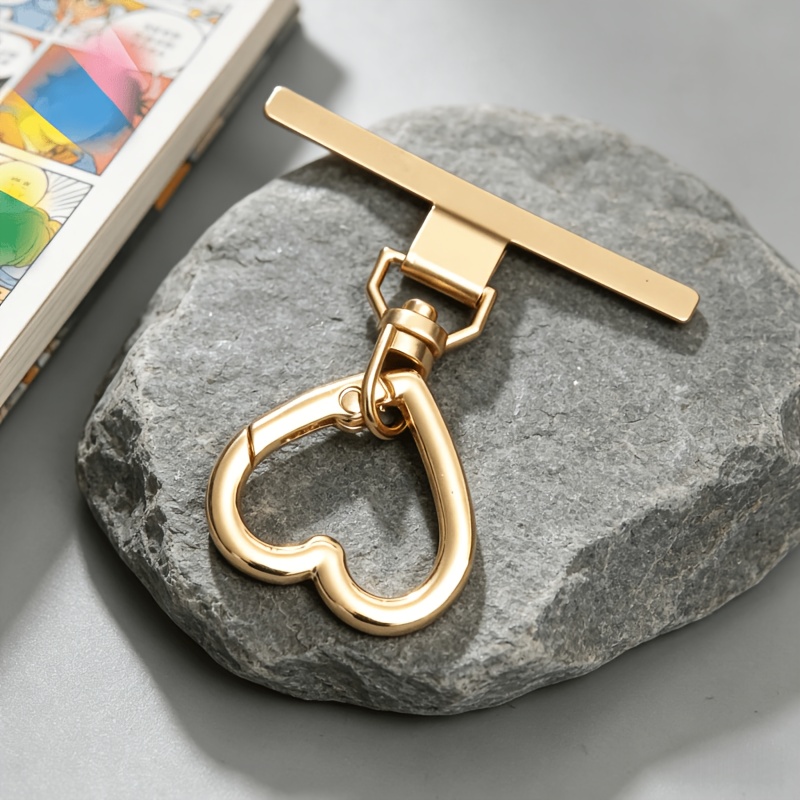TEMU 1pc 360-degree Rotating Stainless Steel Mobile Phone Lanyard Clip, Connecting Piece, Heart-shaped Spring Ring, Finger-hanging Anti-drop Mobile