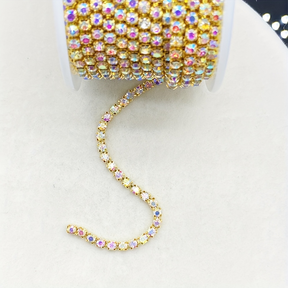 Image of A 2-yard Rhinestone Chain For Trim, Hand-sewn Apparel, Shoes, Hats, Bags, And Packaging Decoration