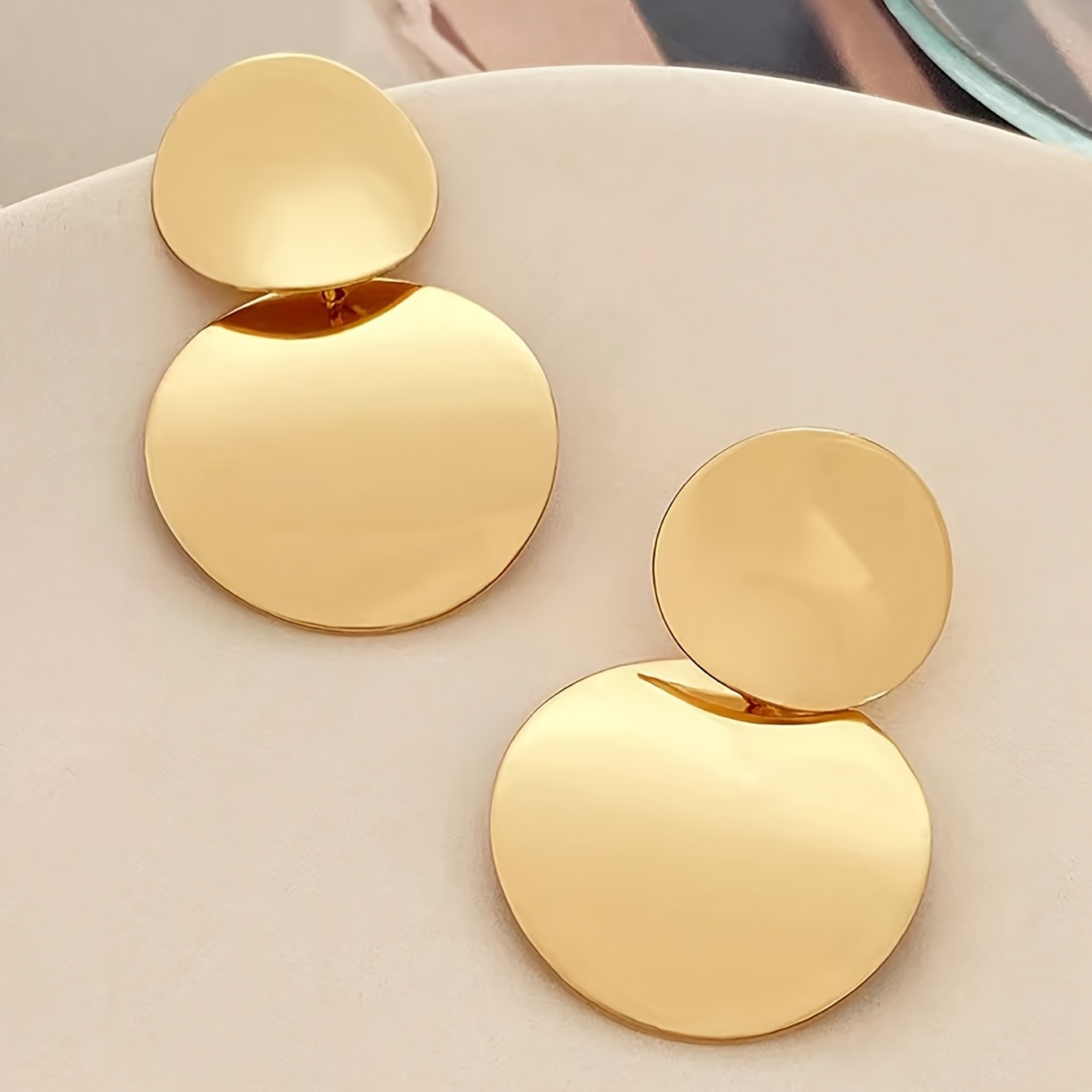 TEMU Par de Elegantes Pendientes de Geométricos en Tono Dorado para Mujer - Estilo Vintage y , Hierro con Pasadores de Acero Inoxidable, Ideales para