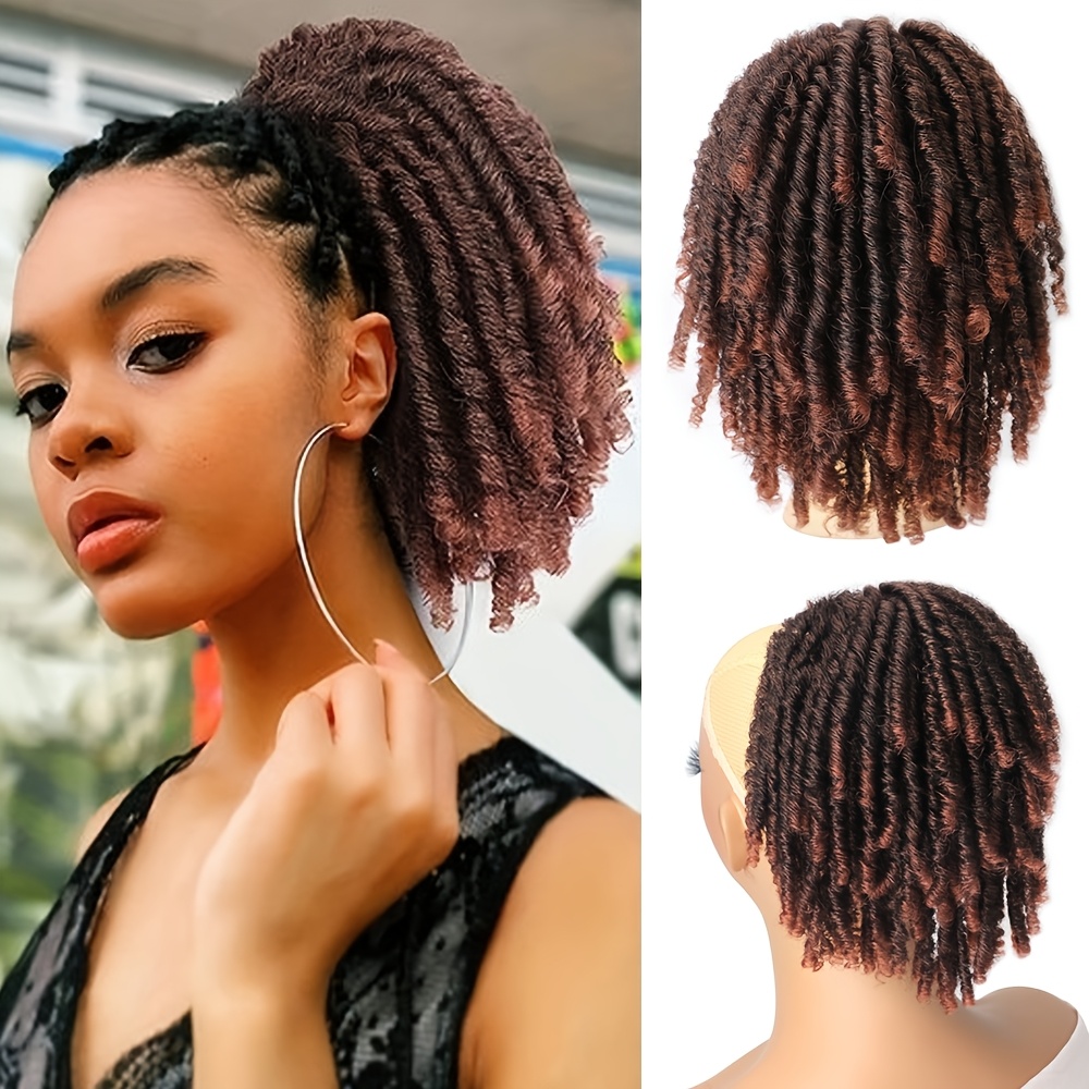 6 inch short dreadlocks drawstring ponytail hair extensions synthetic   locs clip in pony tail hair piece for women details 11