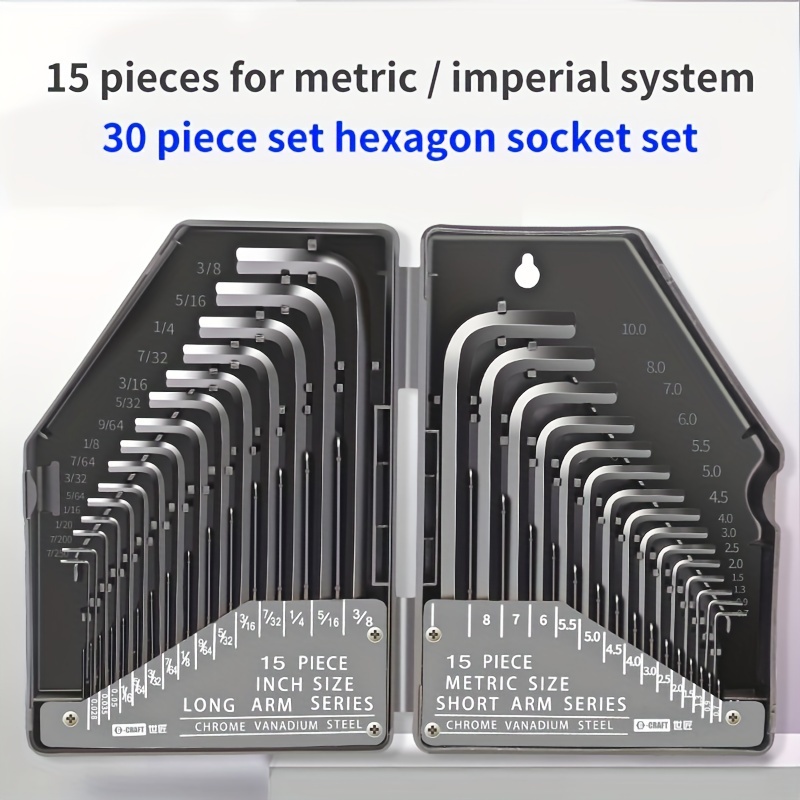 

30pcs Metric And Imperial Hexagon Wrench Set