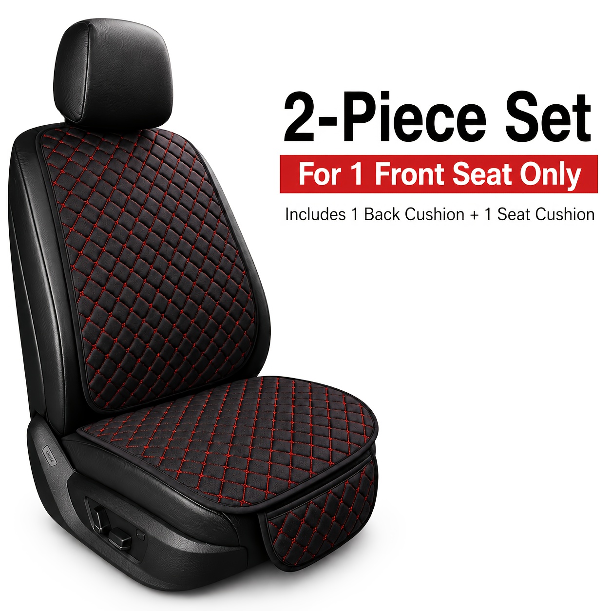 TEMU 2pcs Linen Car Front Seat Cushion Set, Includes 1 Seat Cushion & 1 Back Cushion, Fits 1 Front Seat , Breathable Flax Auto Seat Protector Pad For