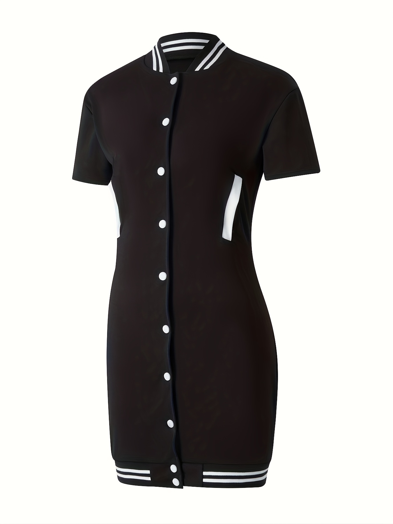 baseball bodycon dress Bodycon Baseball Shirt Dress Short Sleeve Lace Trim Cinched Waist T-Shirt  Dress In Black, Women's